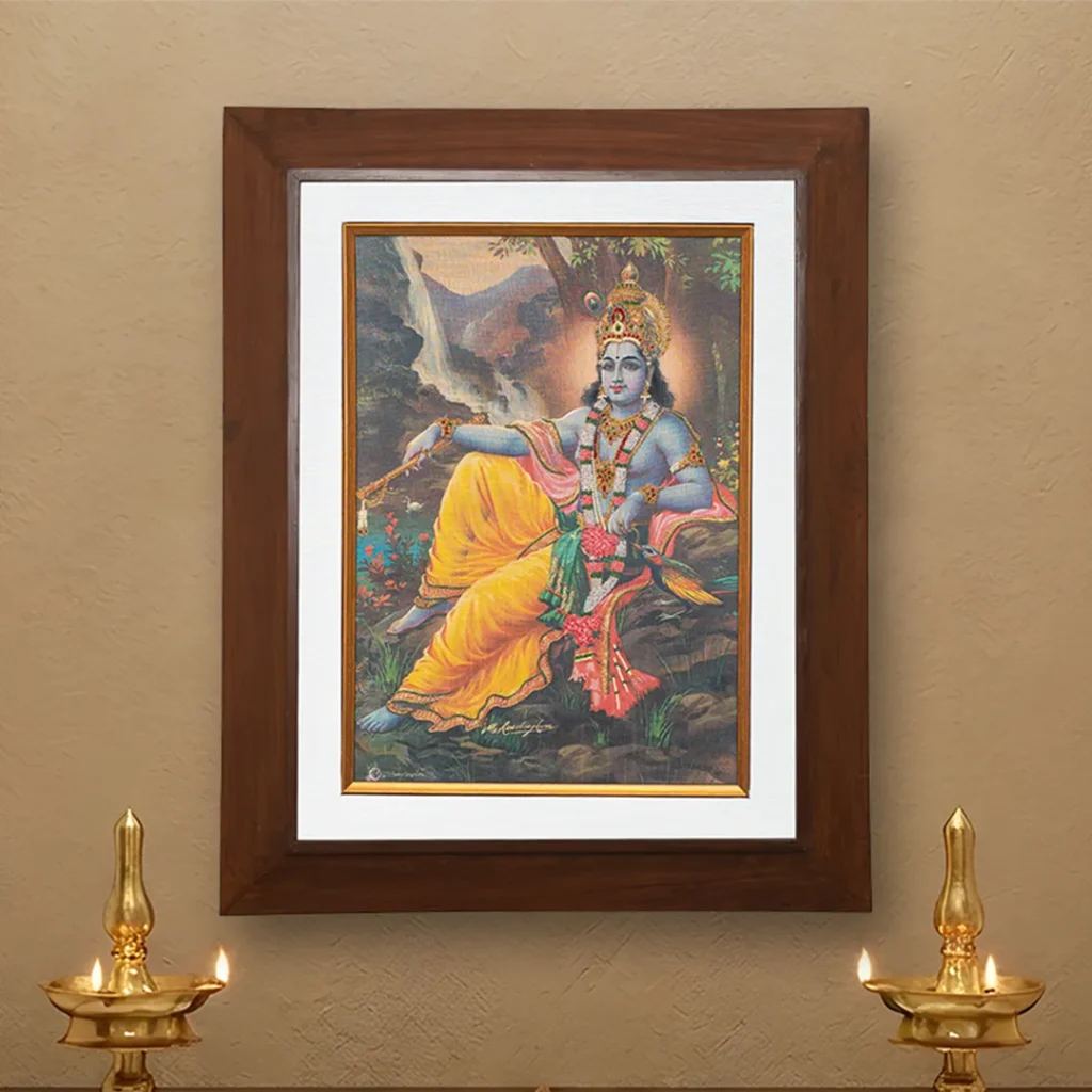 Lord Krishna – Traditional Indian Art Print by MU Ramalingam | Chithiraalayam, Chennai
