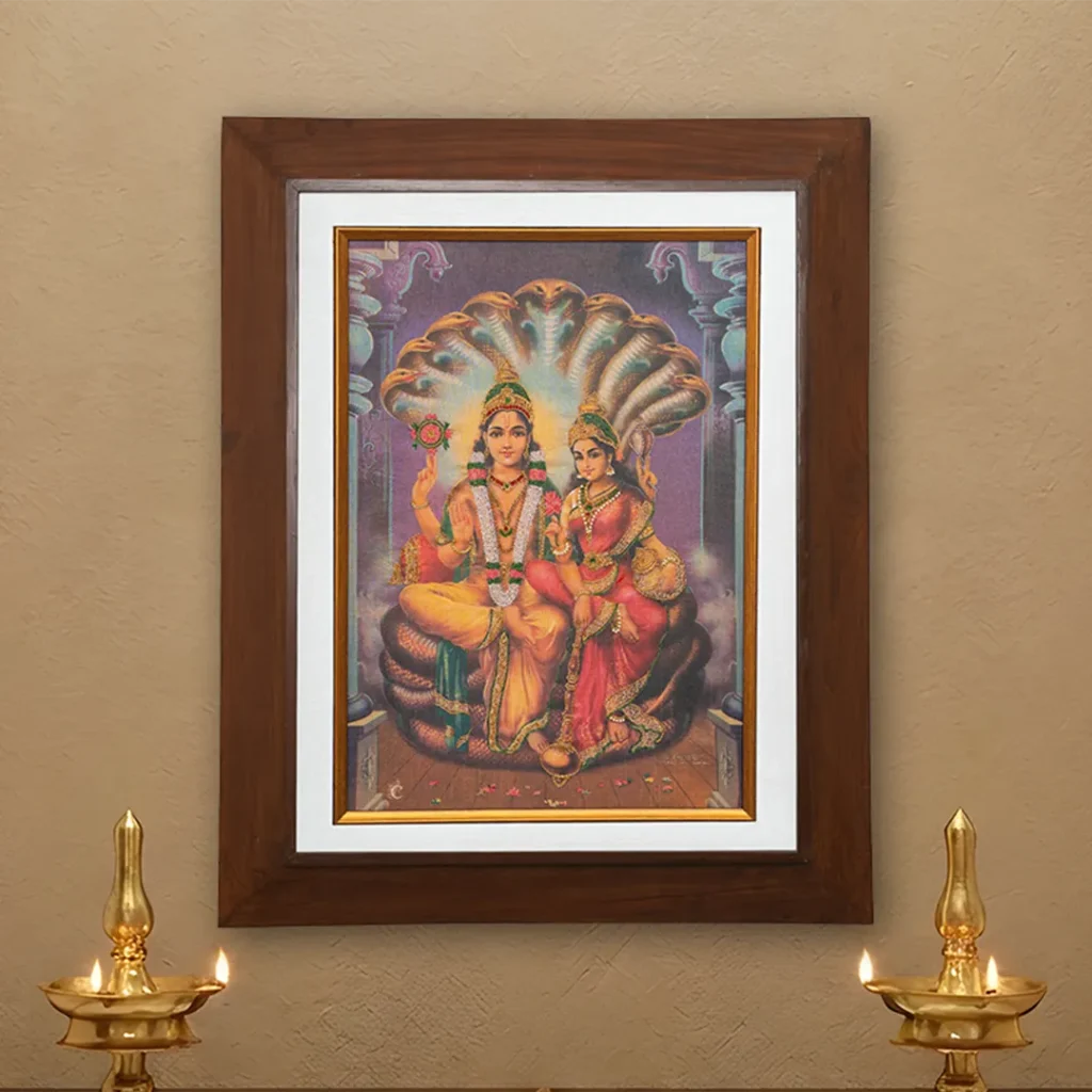 Lord Lakshmi Narayana – Traditional Indian Art Print by MU Ramalingam | Chithiraalayam, Chennai