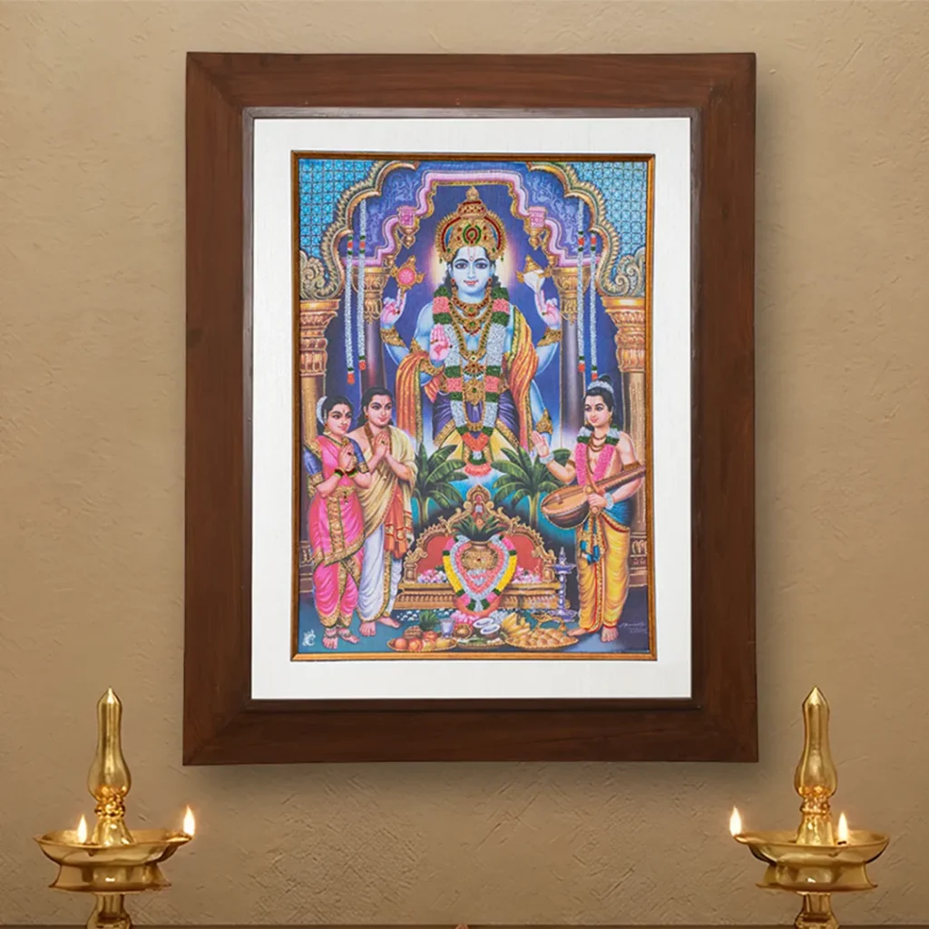 Lord Sathyanarayana – Traditional Indian Art Print by TS Subbiah | Chithiraalayam, Chennai