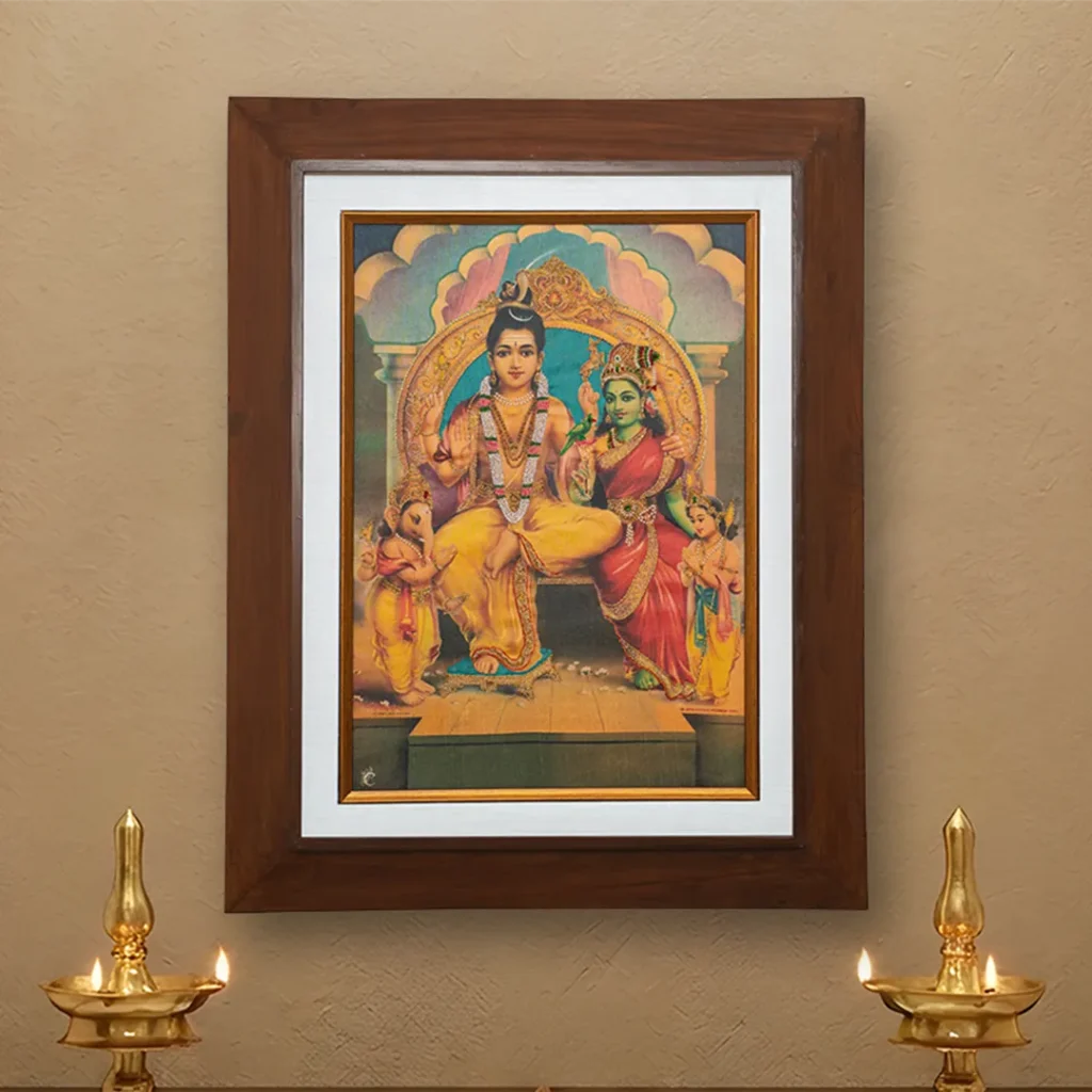 Lord Shiva Family – Traditional Indian Art Print by MU Ramalingam | Chithiraalayam, Chennai