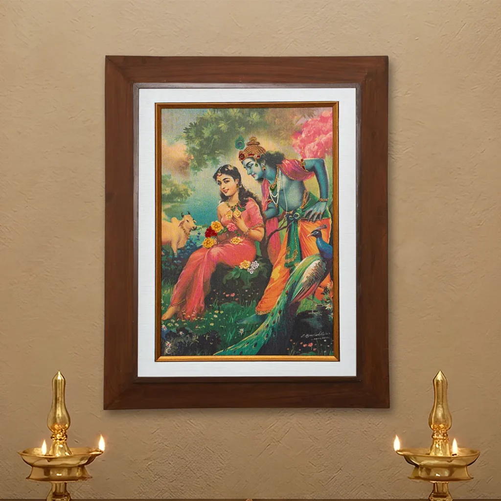 Radha Krishna – Traditional Indian Art Print by C Kondiah Raju | Chithiraalayam, Chennai