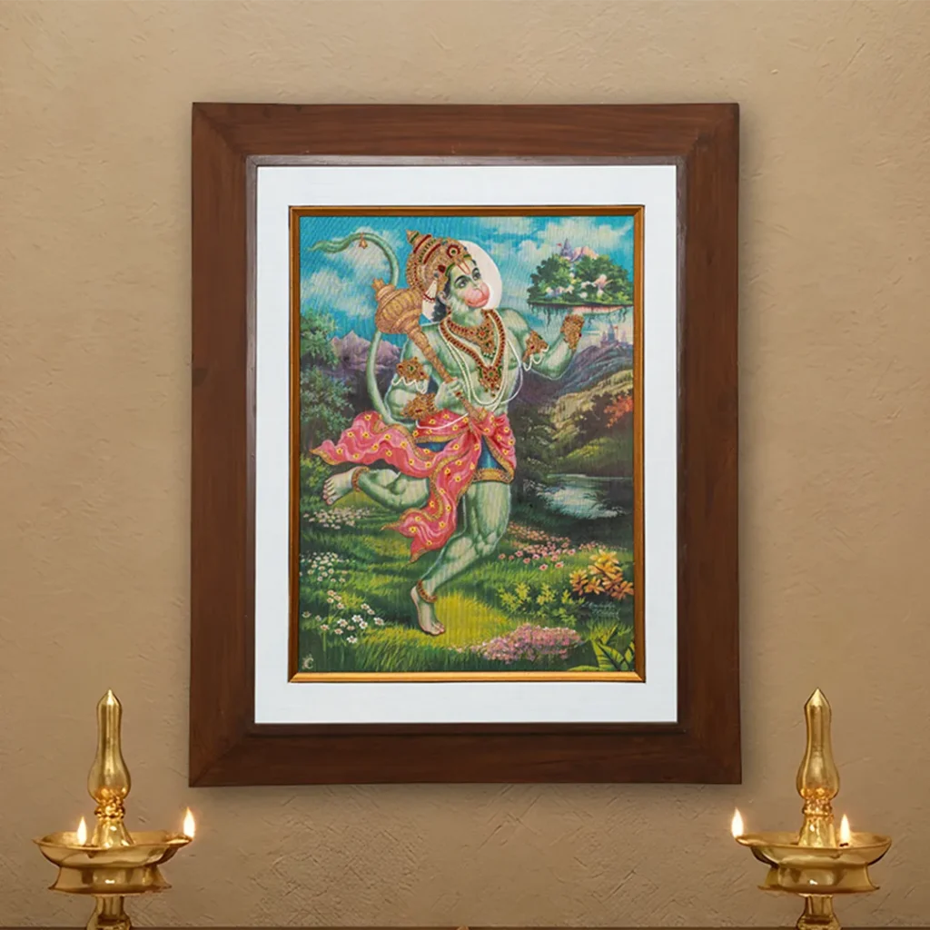 Sri Anjaneya Hanuman – Traditional Indian Art Print by TS Subbiah | Chithiraalayam, Chennai
