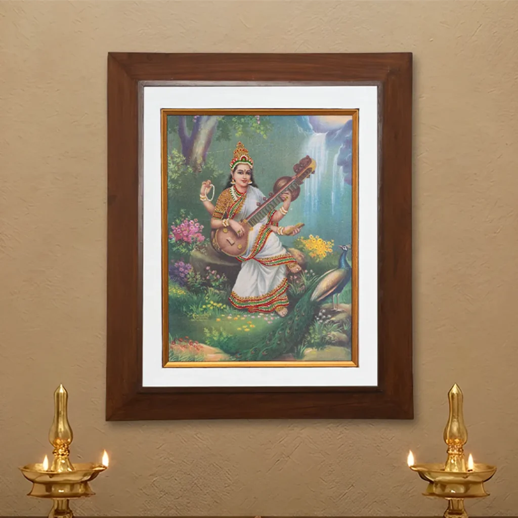 Sri Saraswathi – Traditional Indian Art Print by TS Subbiah | Chithiraalayam, Chennai